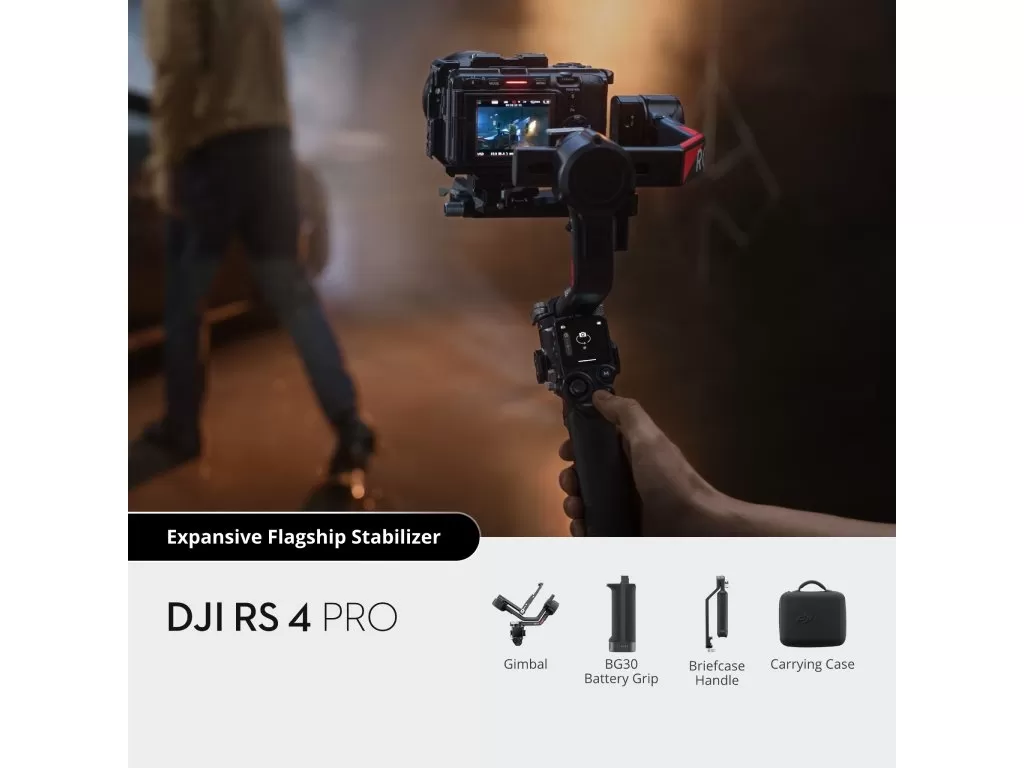 DJI RS 4 Pro Camera Stabilizer, Teflon-Coated Axis Arms, 4.5kg (10lbs) Payload, OLED touchscreen
