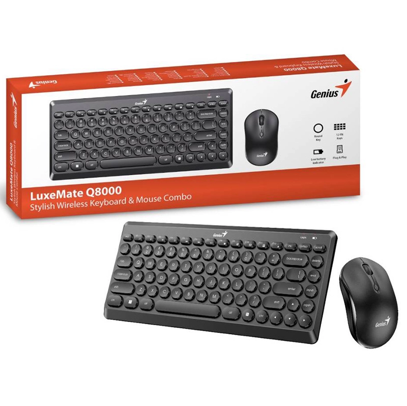 GENIUS LuxeMate Q8000 Wireless USB US crna tastatura + mi