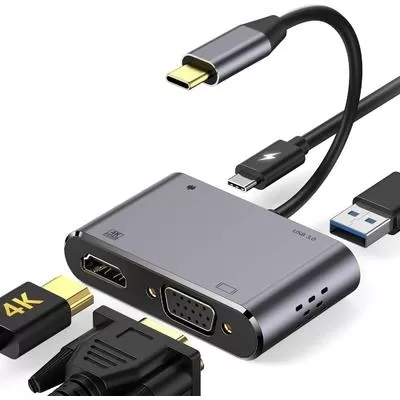 E-GREEN E-GREEN Adapter USB tip C (M) - HDMI+VGA+USB 3.0+