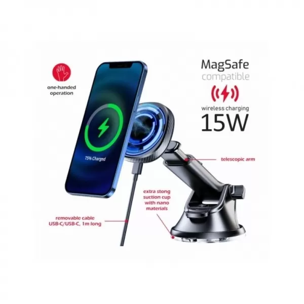 Swissten Magnetic Car Holder with Wireless Charger