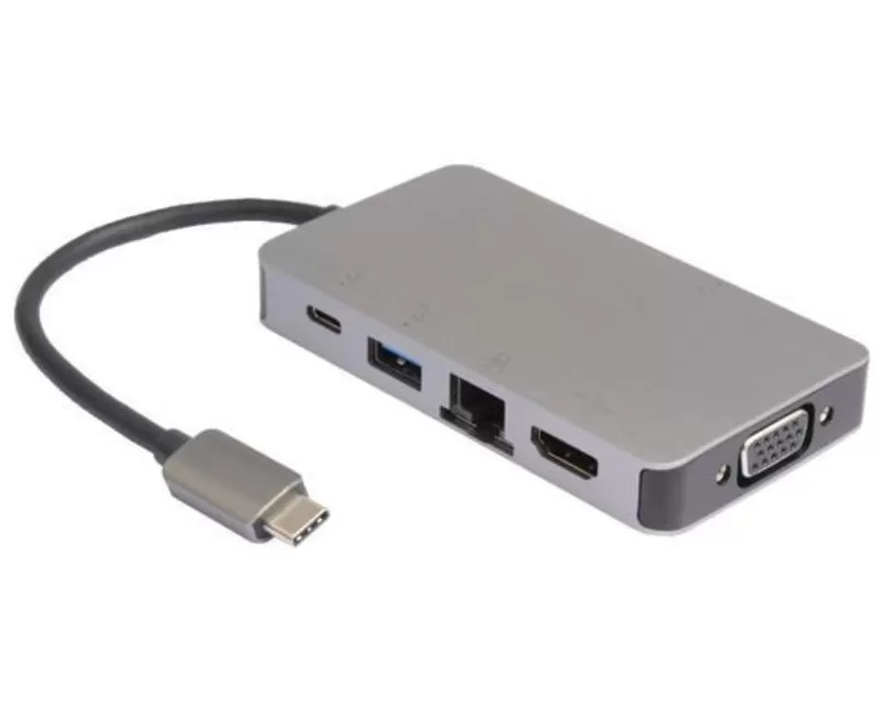E-GREEN Adapter USB 3.1 tip C (M) - HDMI + VGA + 2xUSB 3.0