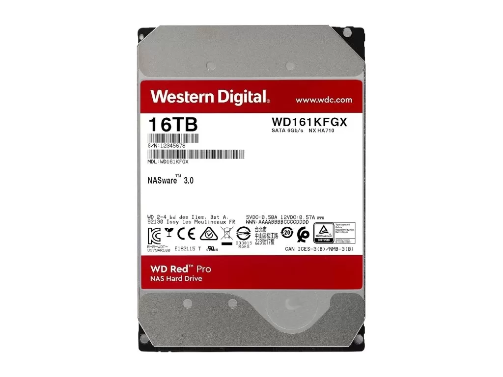 WD RED PRO NAS HDD 16TB, 3.5