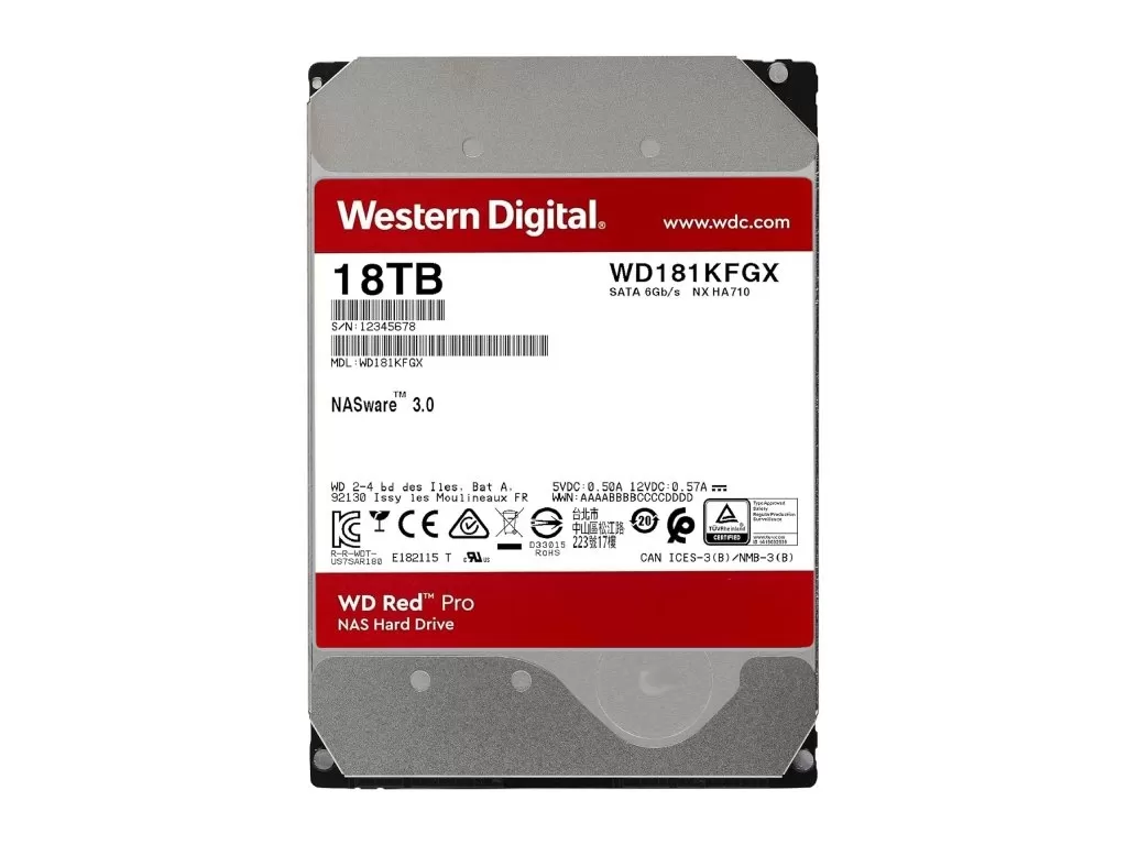 WD RED PRO NAS HDD 18TB, 3.5