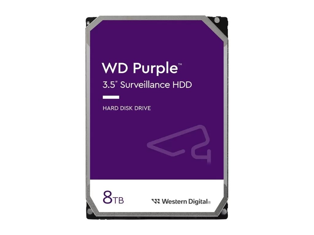 WD PURPLE HDD 8TB Surveillance, 256MB cache, 5640 RPM, up to 215MB/s transfer rate, 24/7