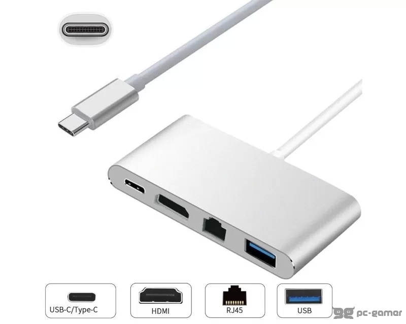 E-GREEN Adapter USB Tipc C - HDMI + USB 3.0 + Tip C + RJ45