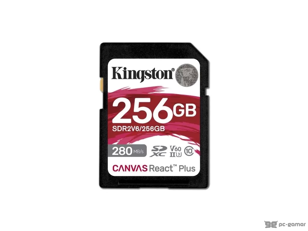 KINGSTON 256GB Canvas React Plus V60 SD Memory Card, UHS-II, V60, 280MB/s R, up to 150MB/s W, 4K/8K