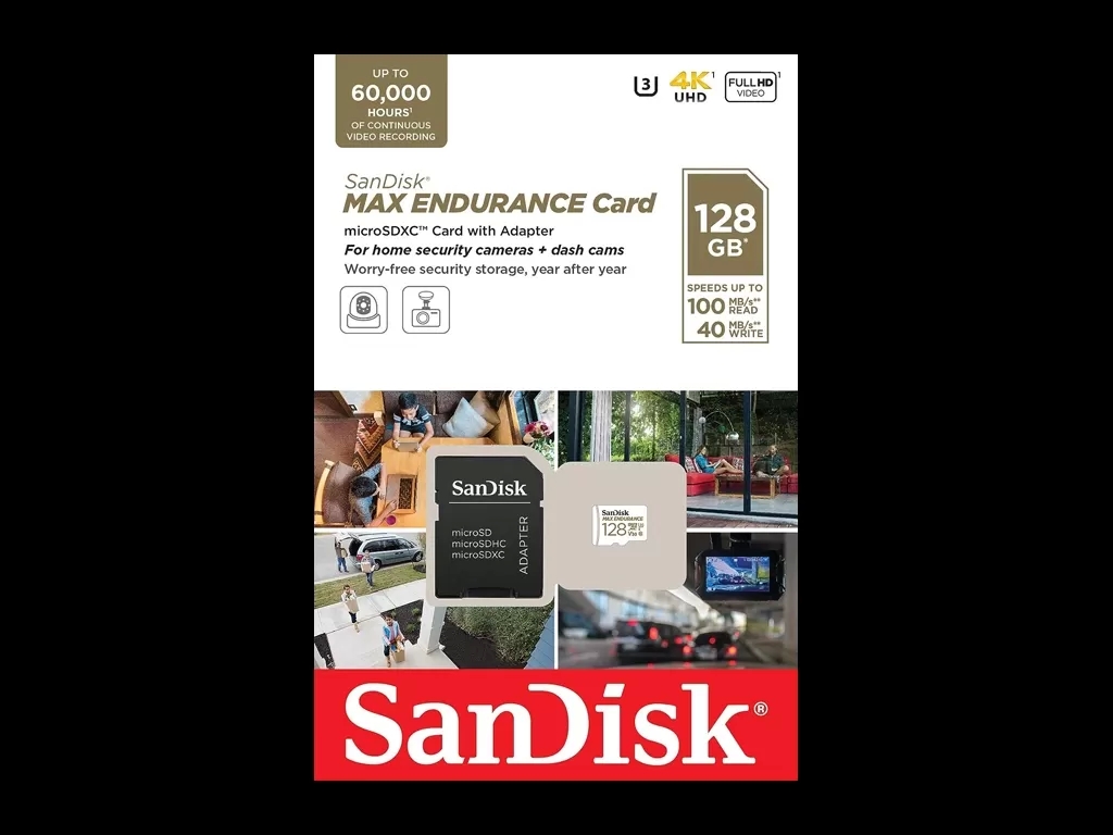 SanDisk MAX ENDURANCE 128GB microSDXC + SD Adapter, 60.000 Hours
