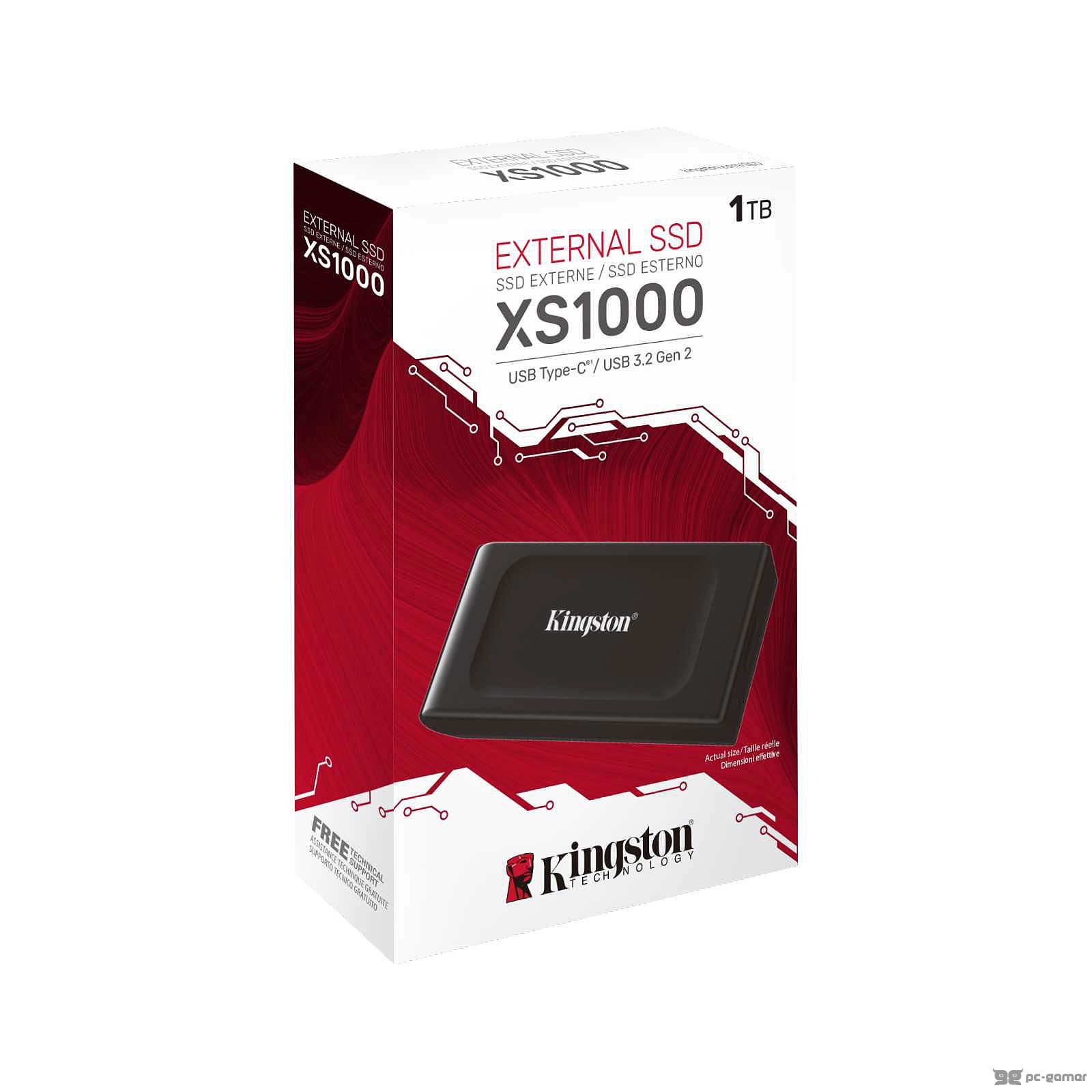 KINGSTON XS1000 2TB Portable External SSD, USB 3.2 Gen 2, Up to 1050MB/s read, 1000MB/s write