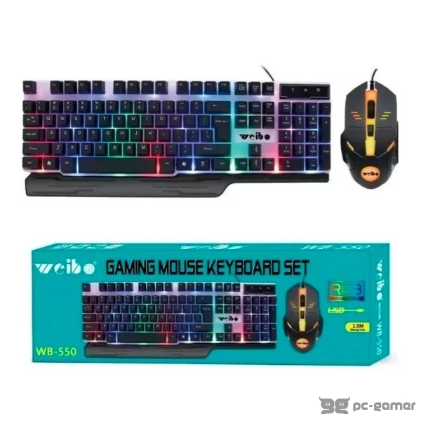 WEIBO WB-595 Gaming RGB USB crna tastatura + USB crni mi
