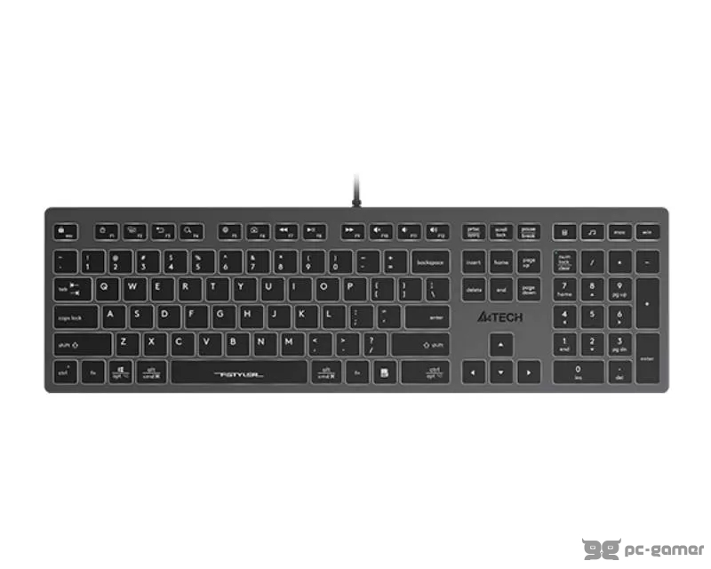 A4 TECH FX60 Scissor Switch Backlit USB US siva tastatura
